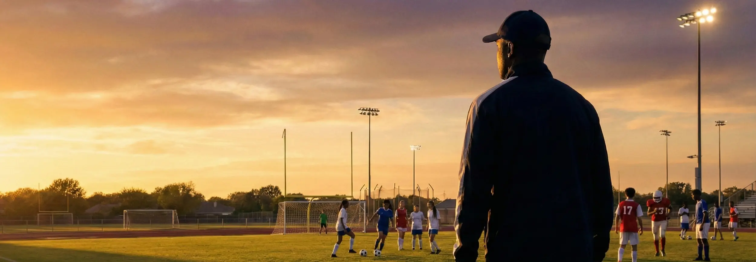 Banner image showing a coach overlooking a field, serving as the header for an athletic coaching job board